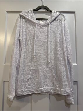 Girls Lightweight White Sheer Textured Hoodie Size Large